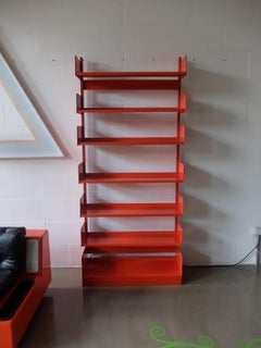 Lips Vago Congress Bücherregal aus orangefarbenem Metall, modernes Vintage-Design