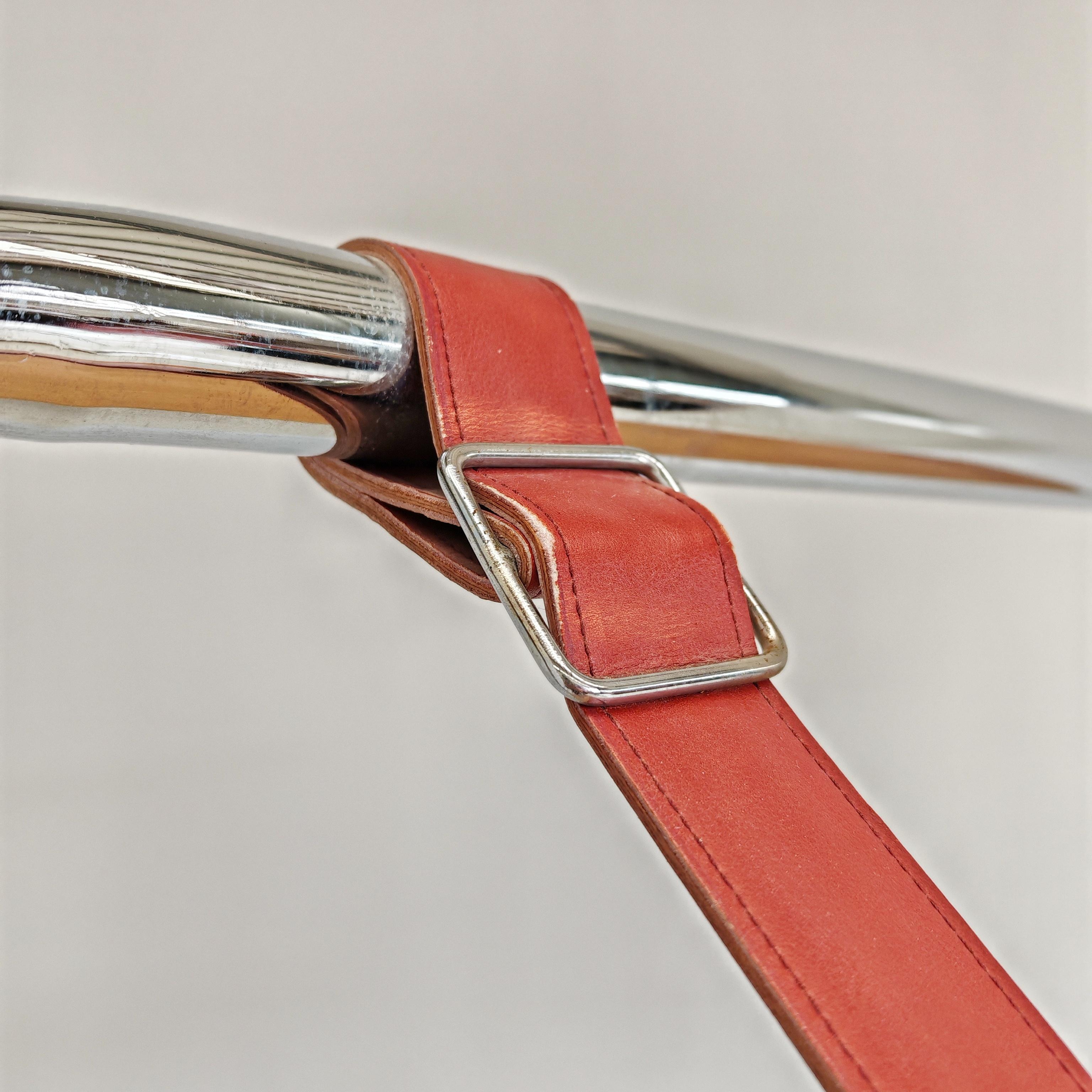 Bücherregal Chrom und rotes Leder Jumbo Line Luigi Massoni für Poltrona Frau 1970er im Angebot 6