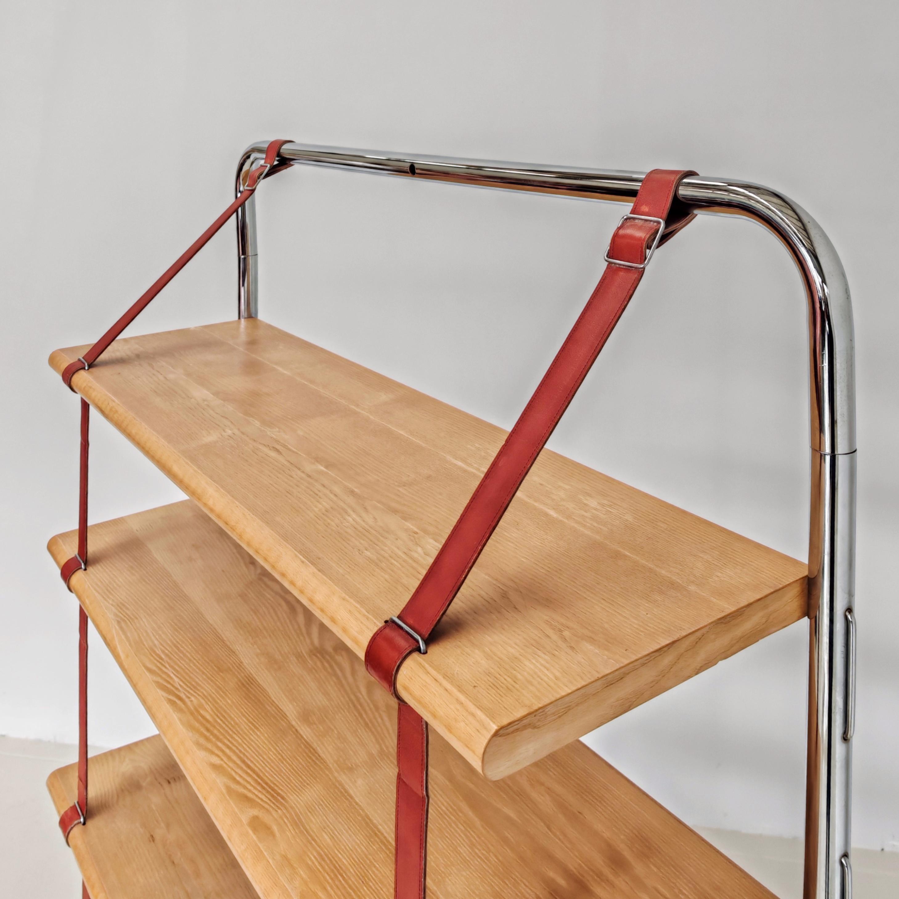 Bücherregal Chrom und rotes Leder Jumbo Line Luigi Massoni für Poltrona Frau 1970er im Angebot 8