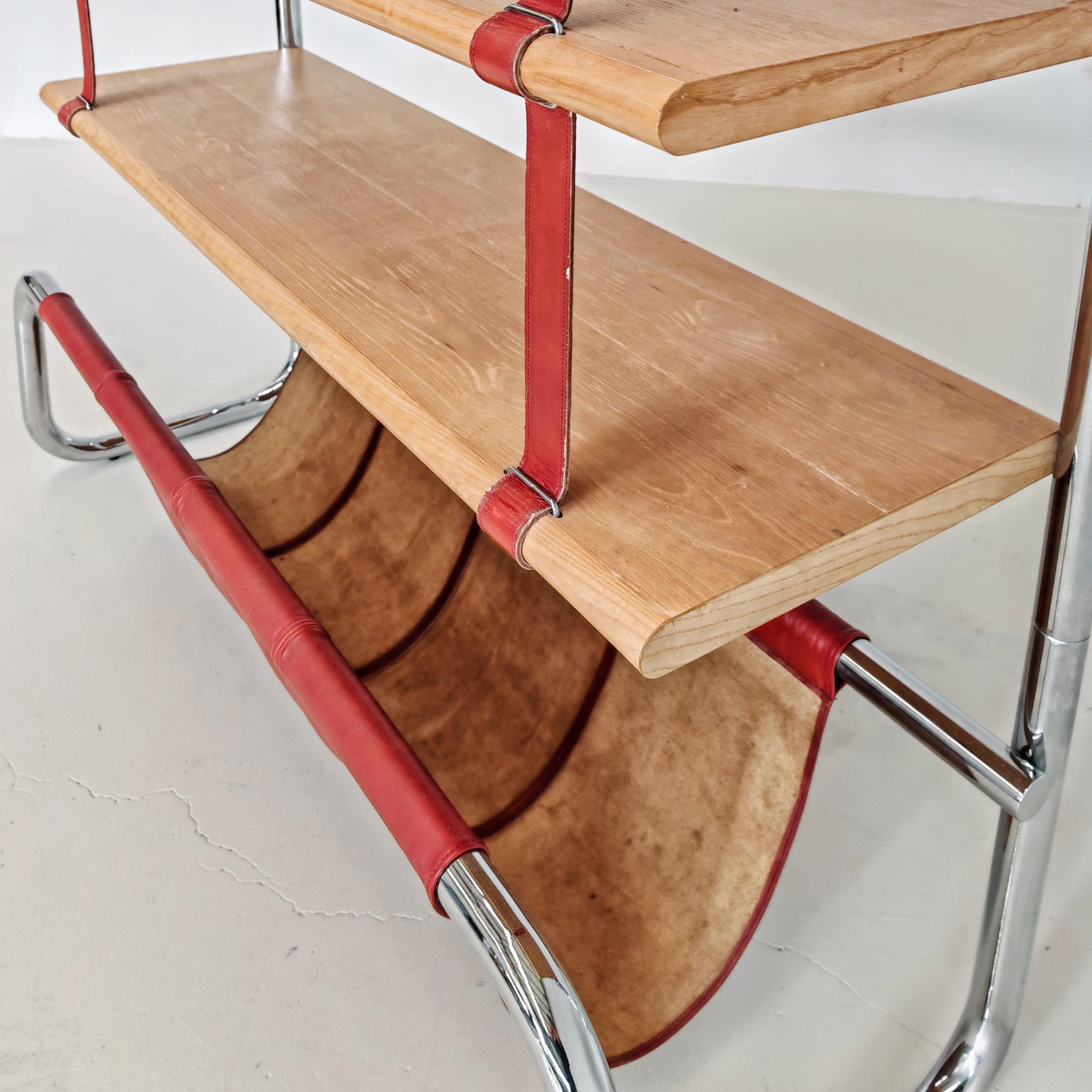 Bücherregal Chrom und rotes Leder Jumbo Line Luigi Massoni für Poltrona Frau 1970er im Angebot 11