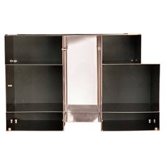 Bibliothèque murale en acier de l
ère spatiale, Italie, années 1980