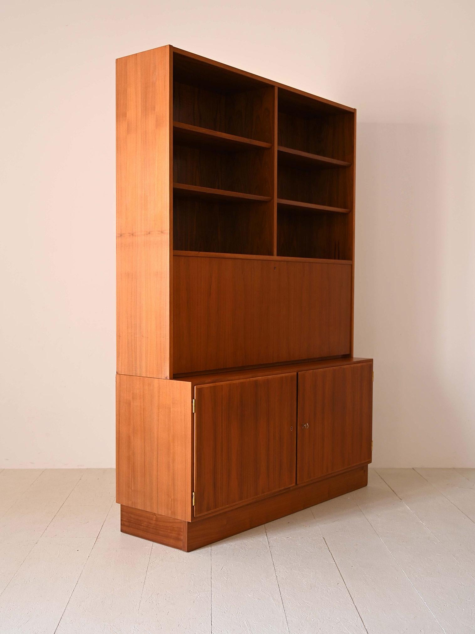 Mid-20th Century Danish teak bookcase with drop-down desk For Sale