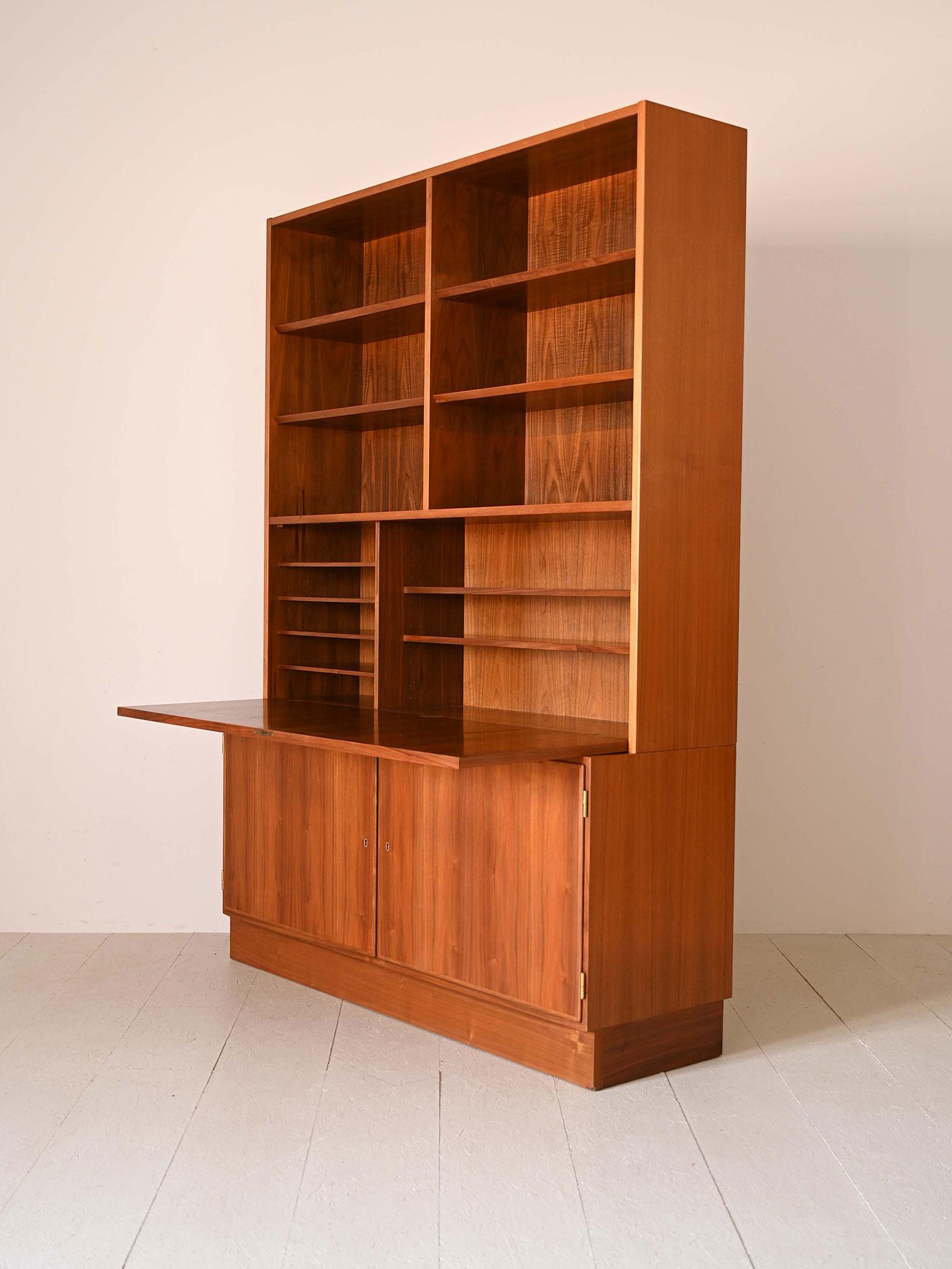 Danish teak bookcase with drop-down desk For Sale 1