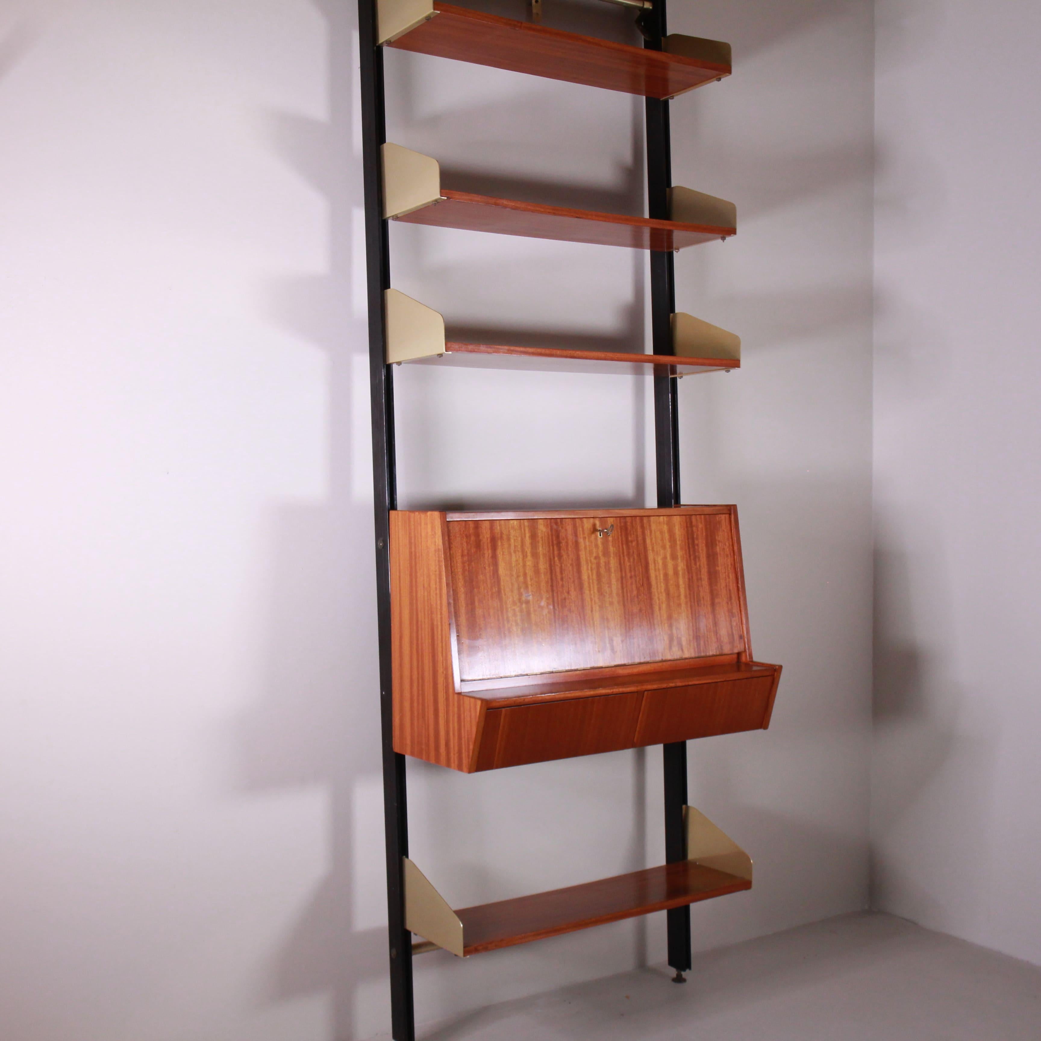Feal bookcase with writing module, 1960 In Good Condition For Sale In Milano, Lombardia