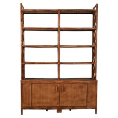 Vintage Bamboo and rattan bookcase, 1960s