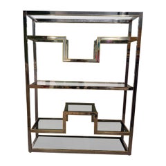 Libreria in Metallo cromato e Ottone Minimalista Romeo rega 1970 Italia