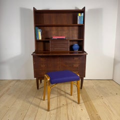 Teak Bookcase with Pull-Out Desk - 1960s Danish Design
