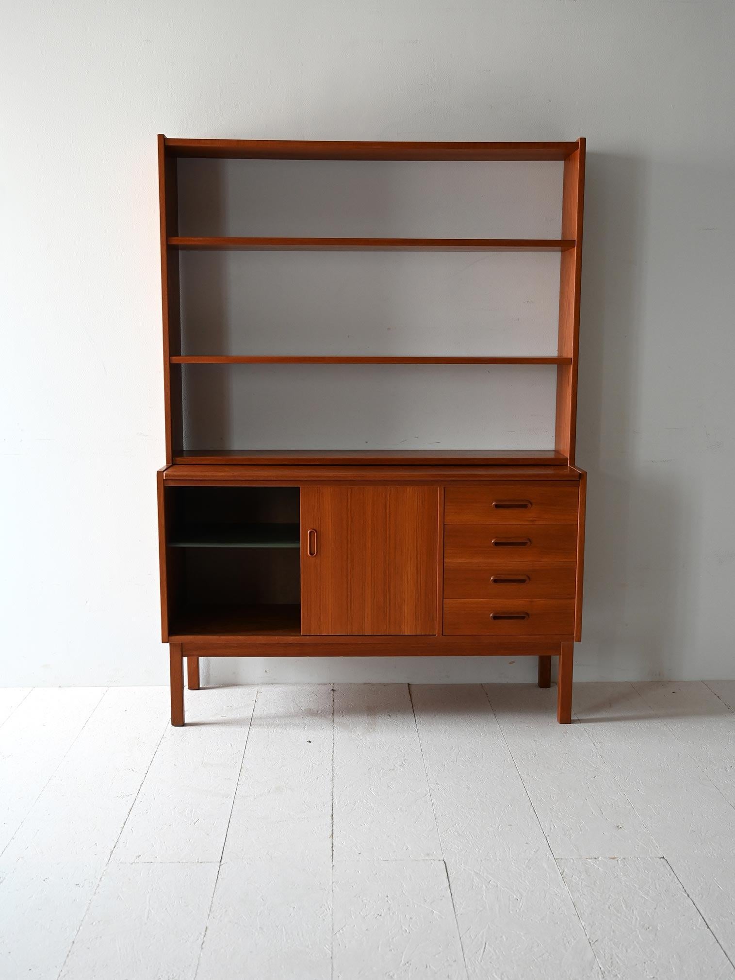 Scandinavian Modern Vintage Scandinavian teak bookcase with built-in desk For Sale