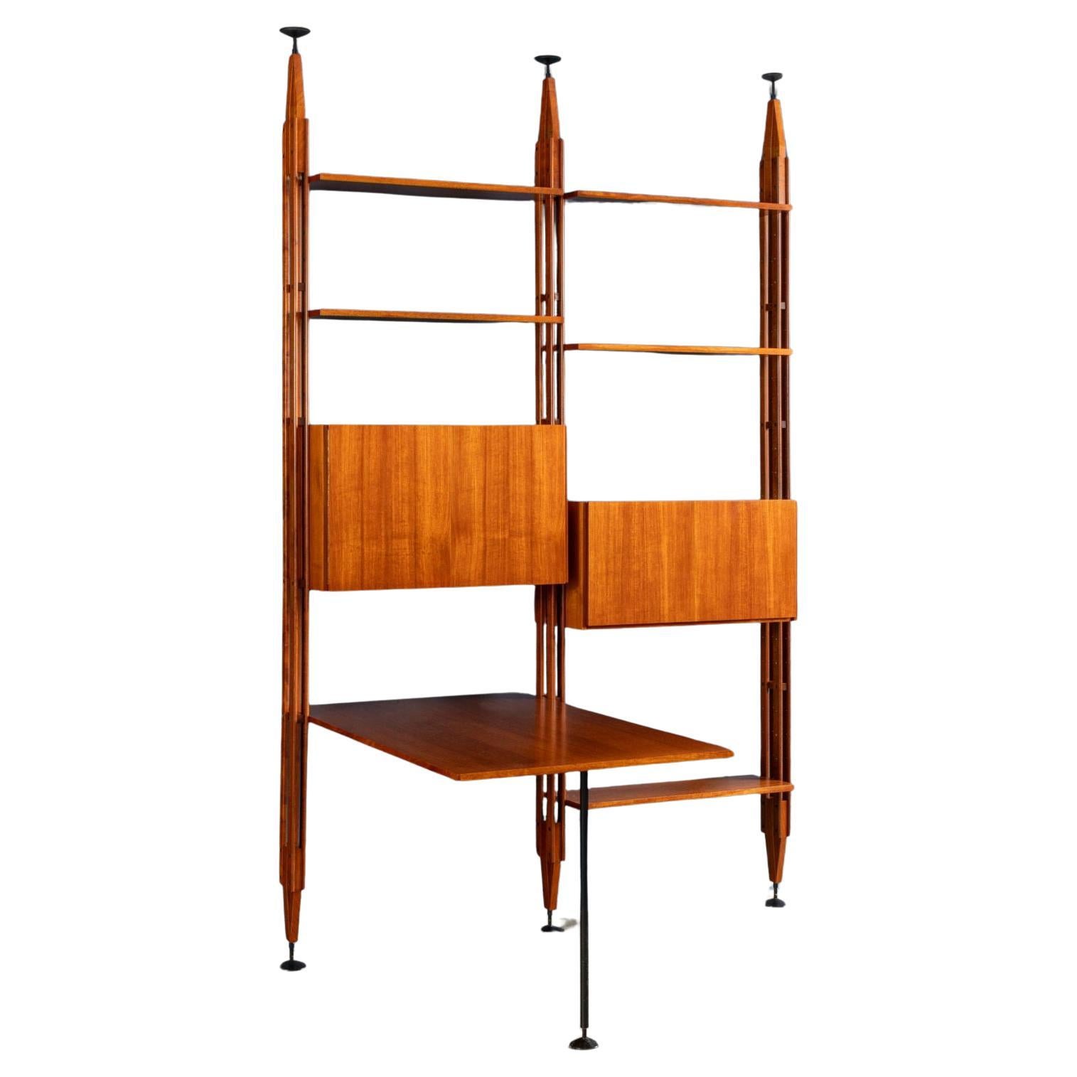 'LB7' two-bay bookcase with top Franco Albini for Poggi 1950s For Sale