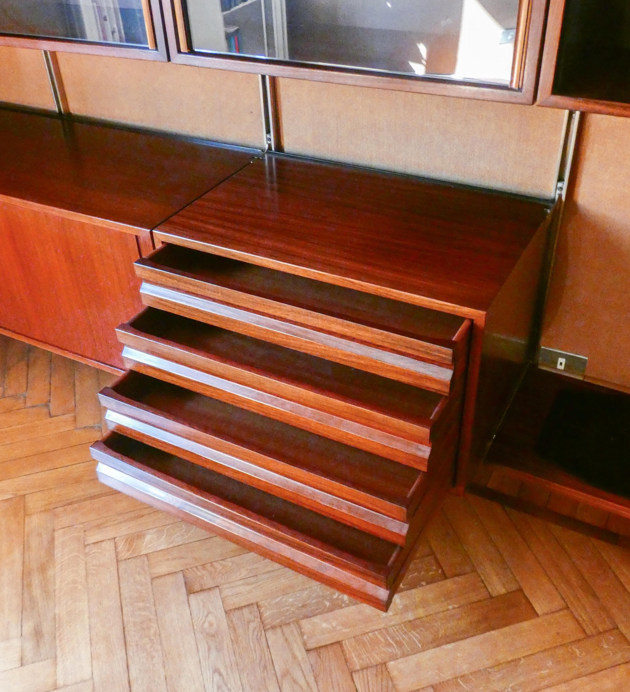 Wood Libreria modulare E22, design Osvaldo BORSANI per Tecno. Anni 50 For Sale