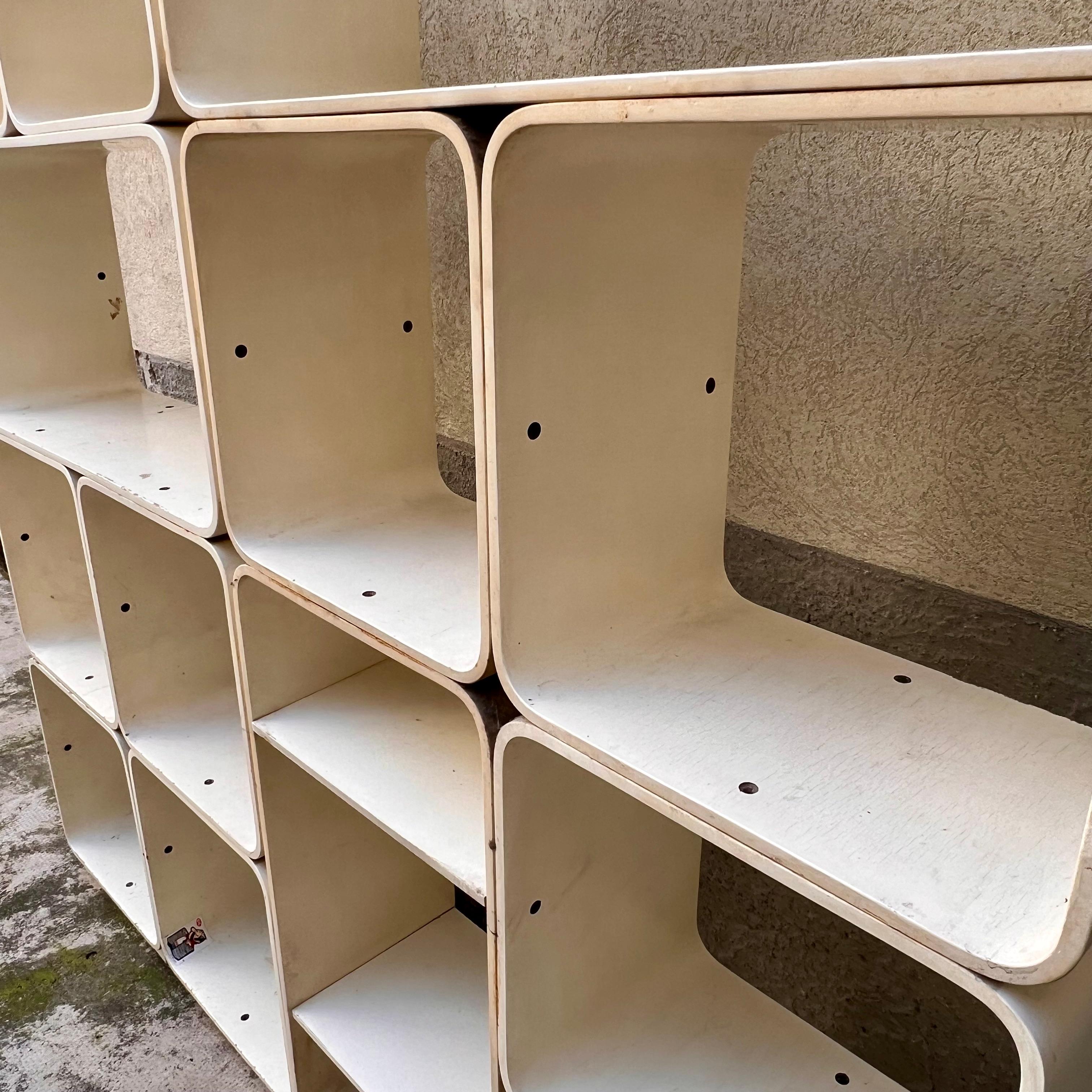 Libreria Modulare in Legno Laccato - Carlo De Carli per Fiarm - Italia - Anni 70 Italian en venta