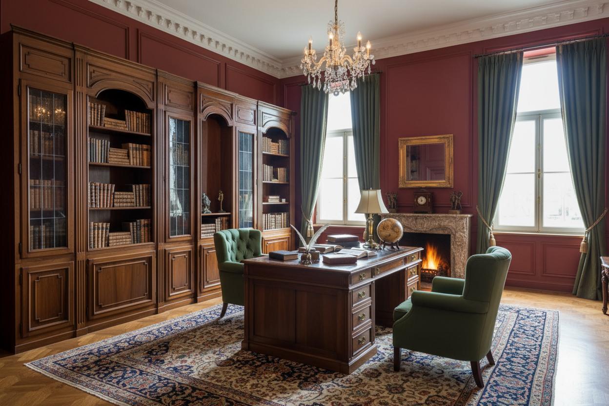 Brass Monumental Bookcase for Notary Firm For Sale