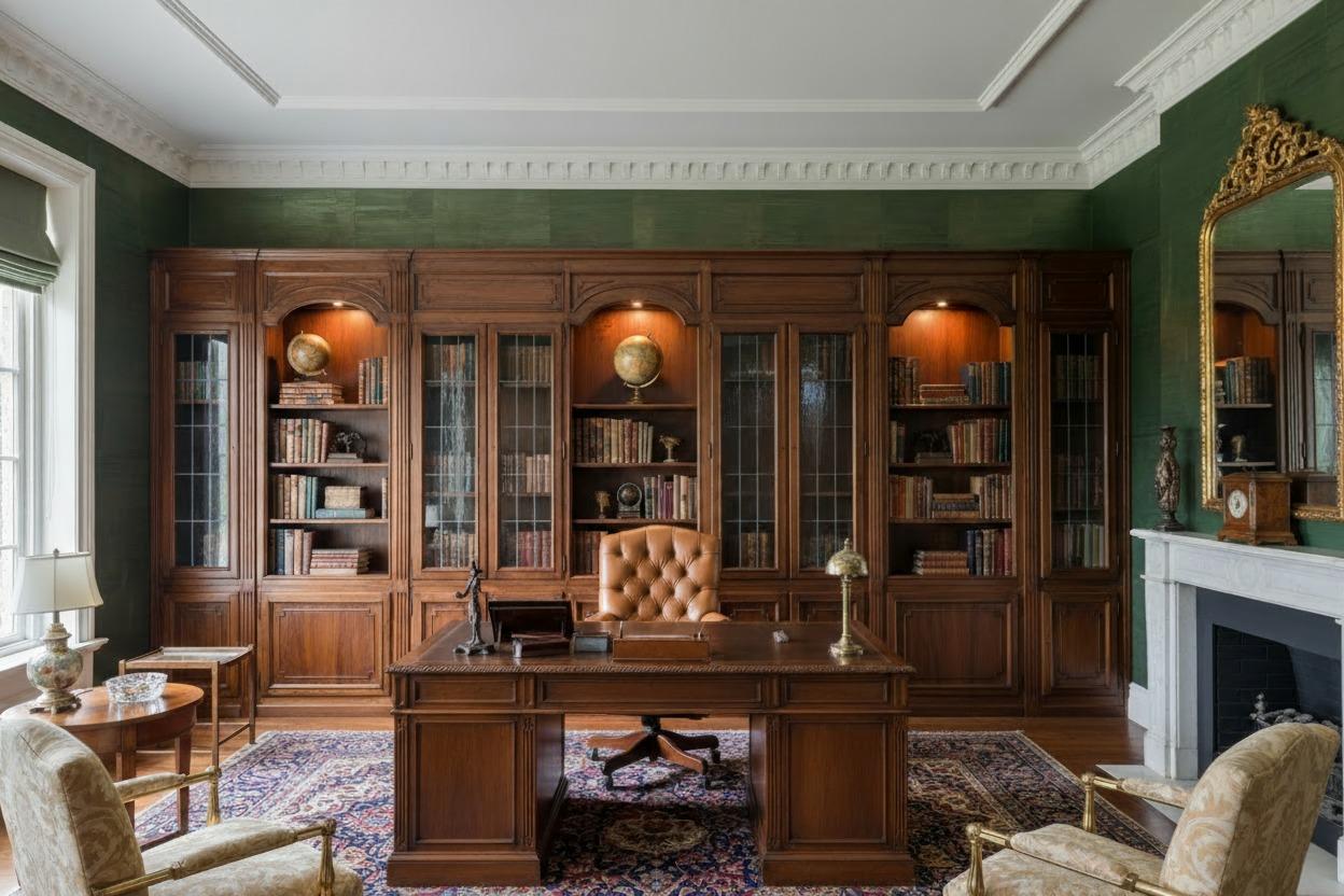Monumental Bookcase for Notary Firm For Sale 1