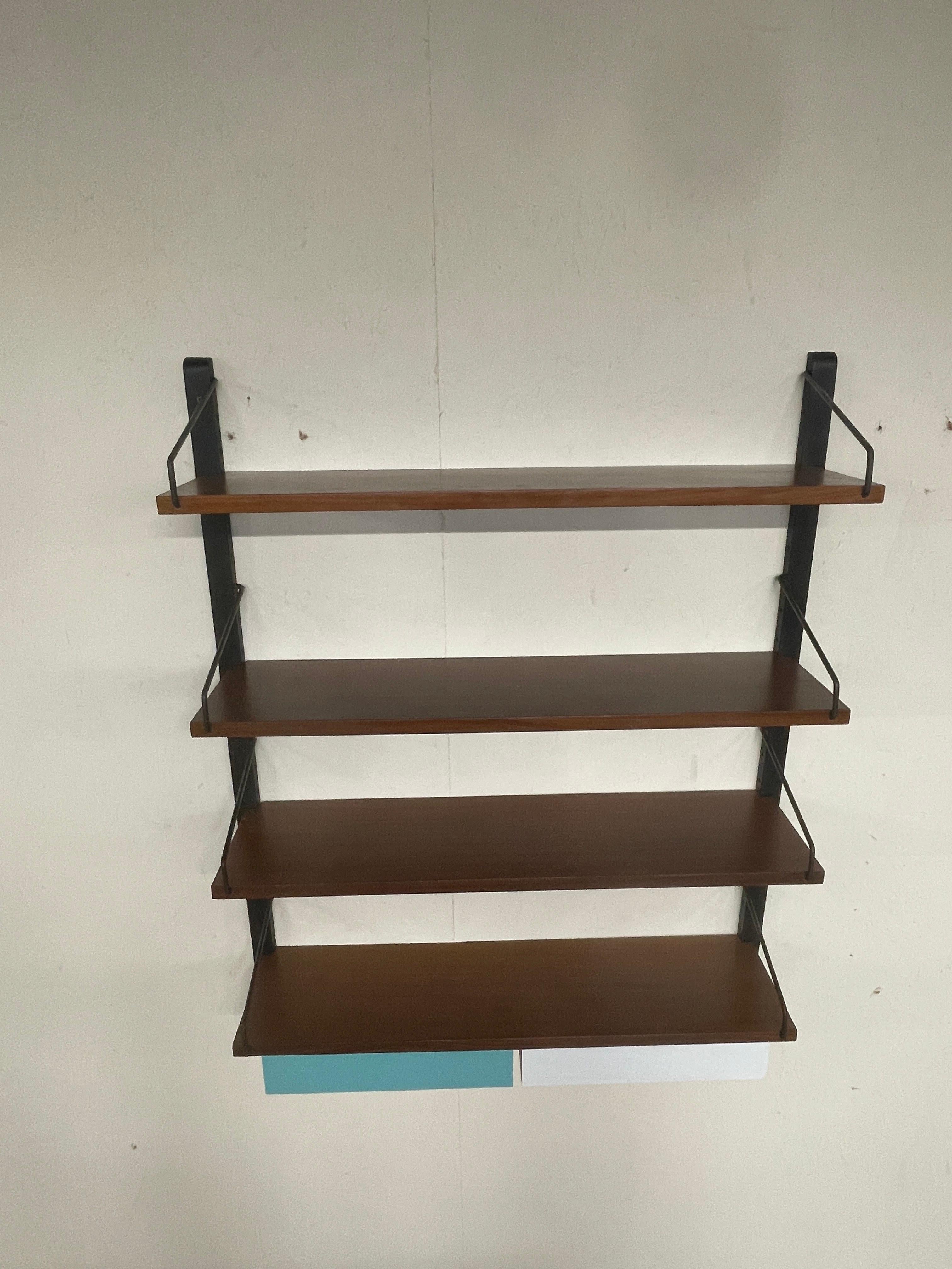 Librería mural de los años 60 con estantes y cajones en venta 8