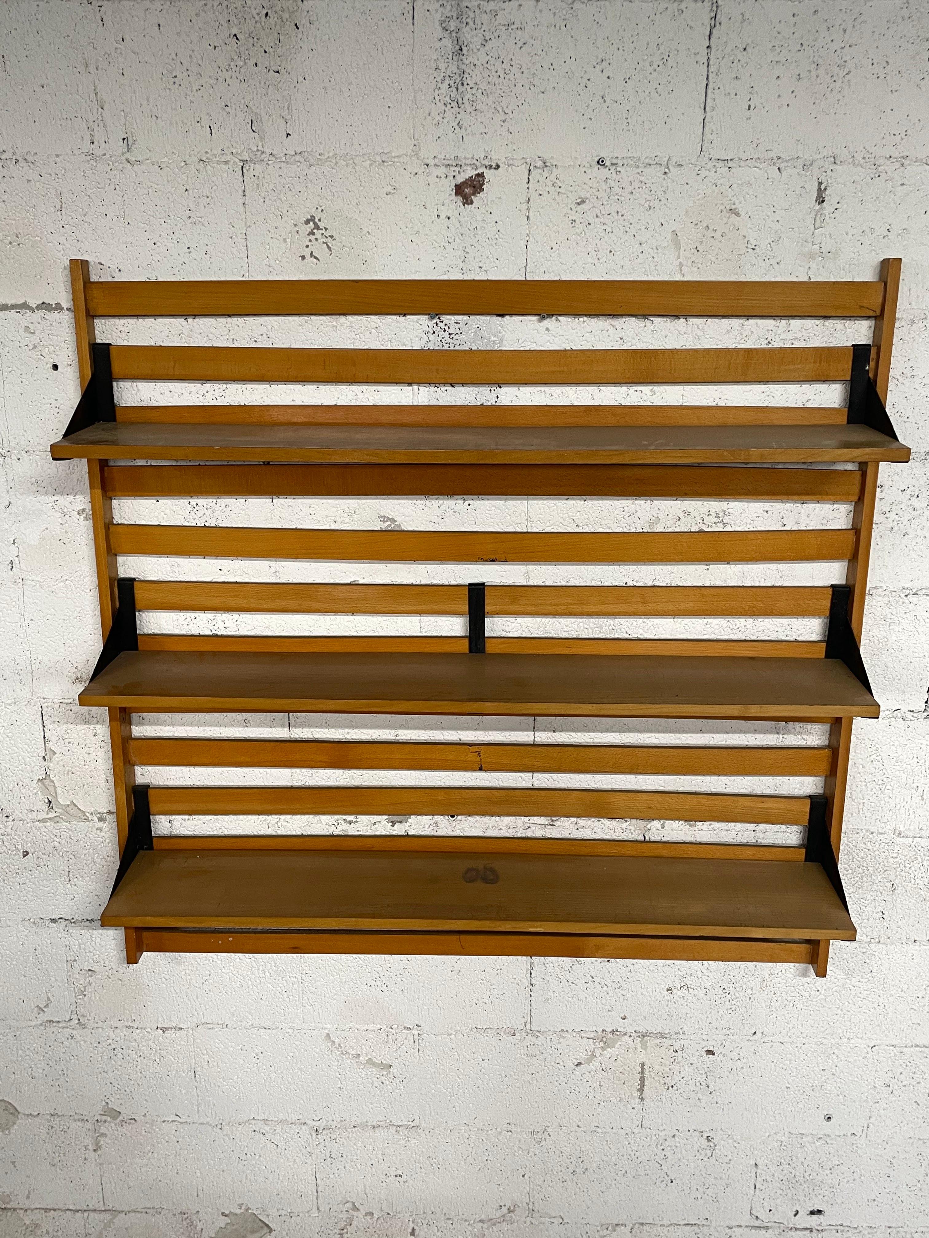 1960s hanging bookcase made of beech wood For Sale 6
