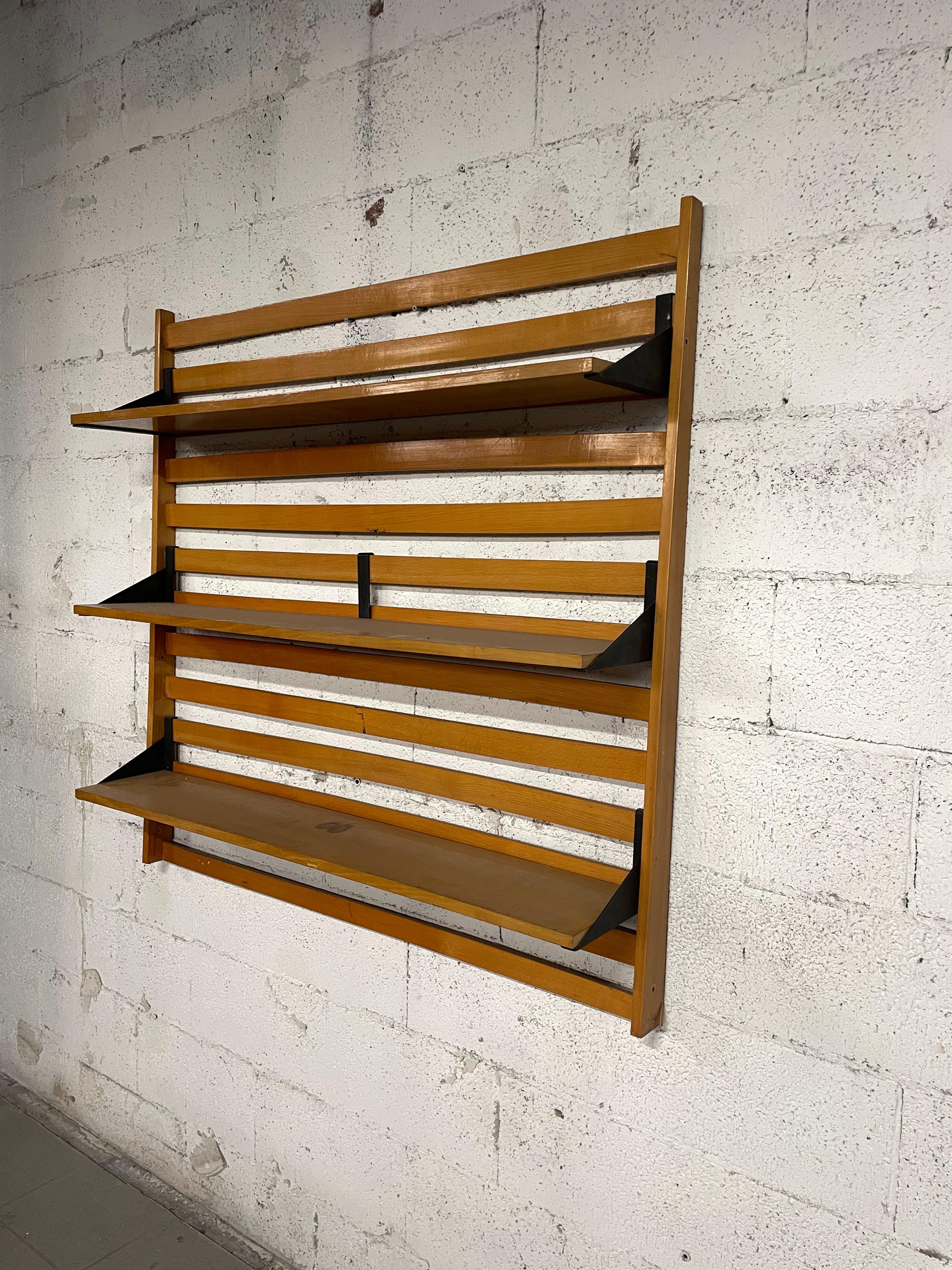1960s hanging bookcase made of beech wood For Sale 13
