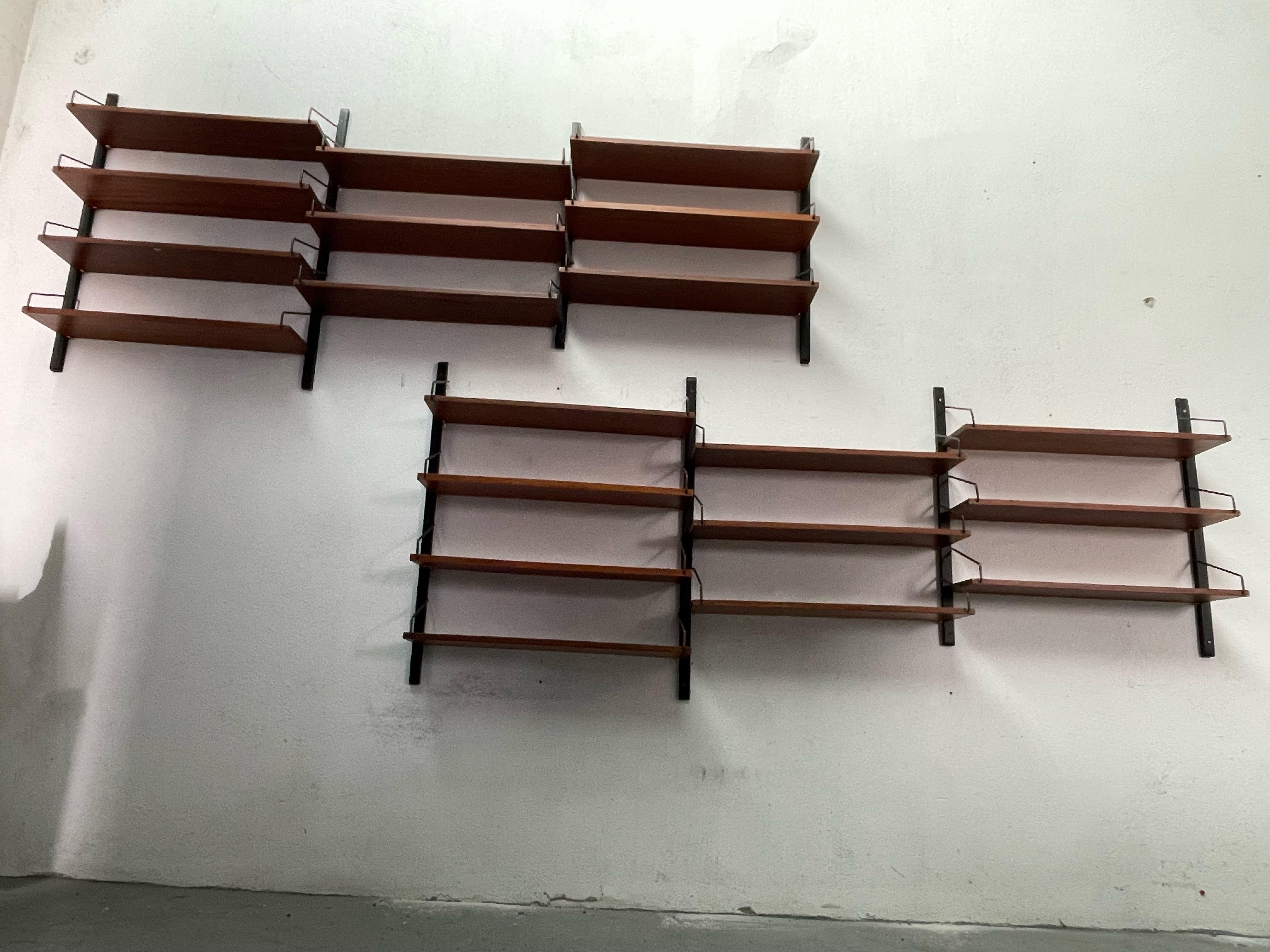 Italian 1960s hanging and sectional bookcase For Sale