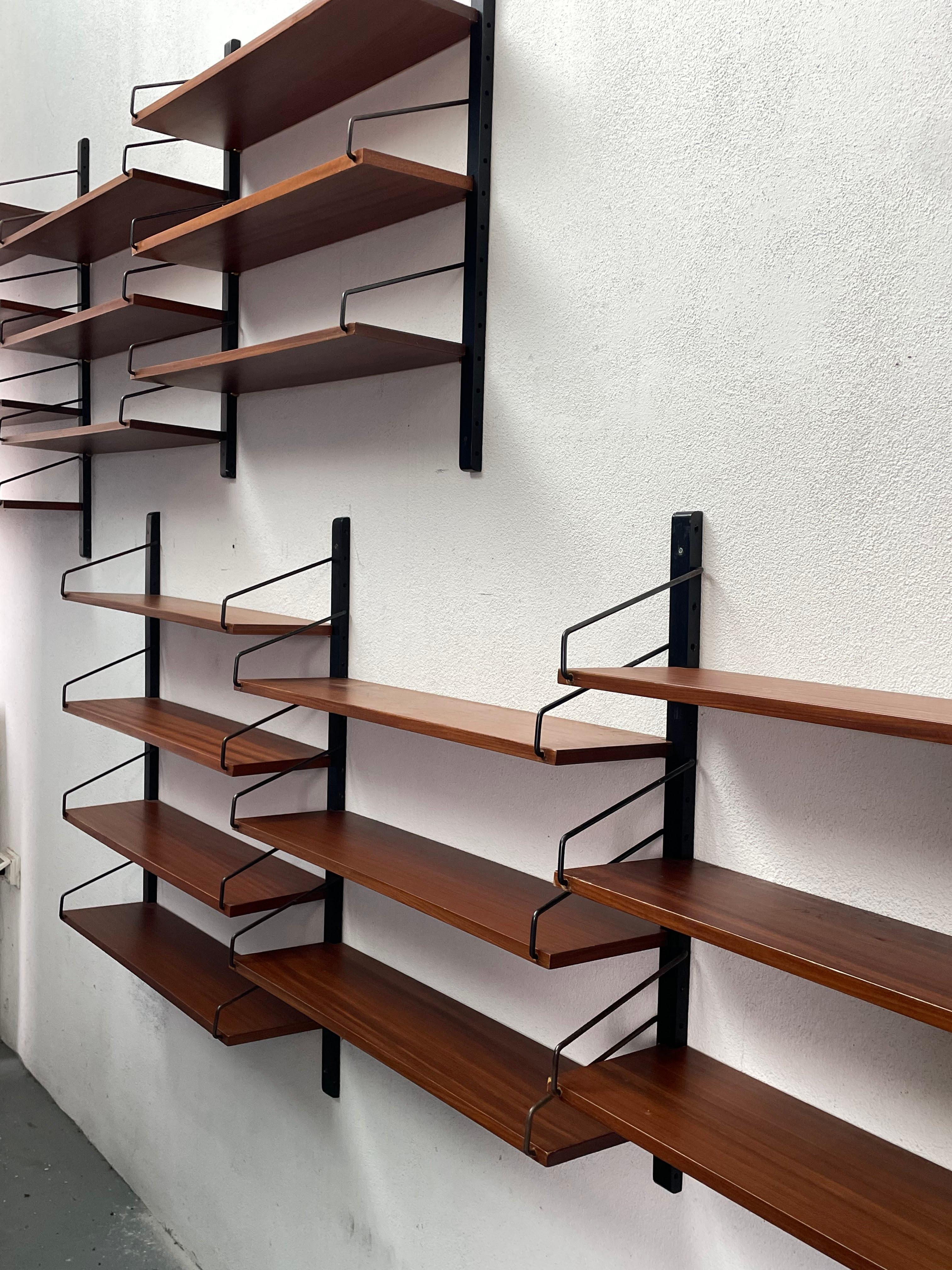 Wood 1960s hanging and sectional bookcase For Sale