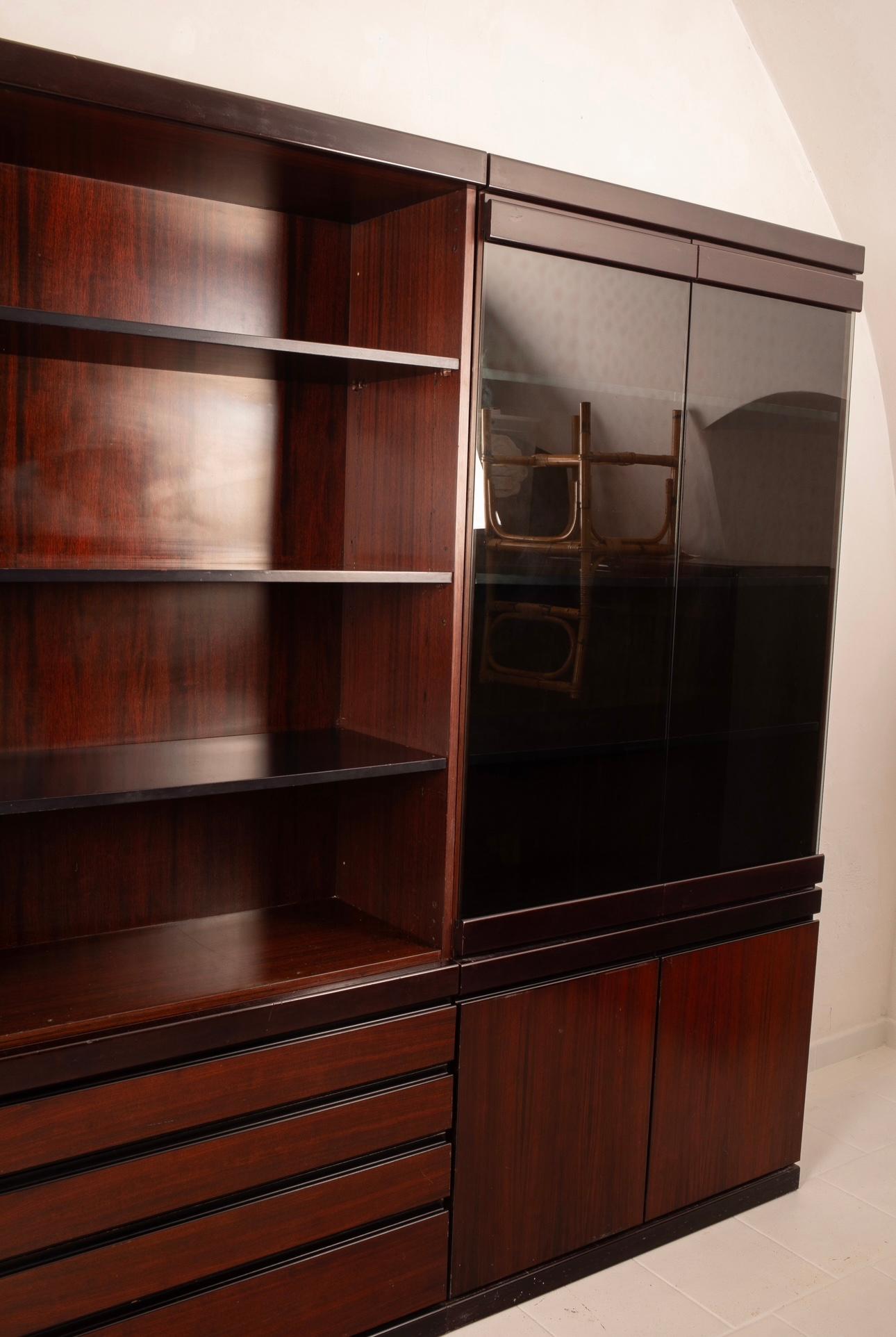 African Rosewood Bookcase by Angelo Mangiarotti for La Sorgente dei Mobili For Sale 4