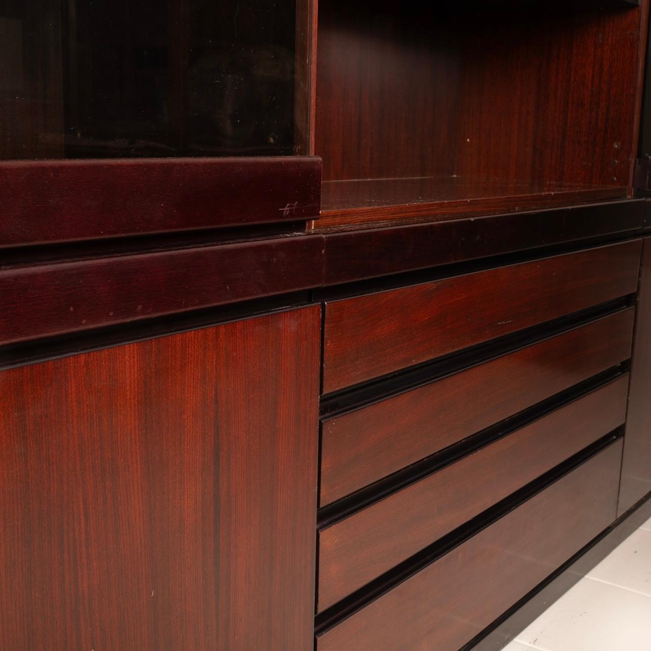 African Rosewood Bookcase by Angelo Mangiarotti for La Sorgente dei Mobili In Good Condition For Sale In Conversano, IT