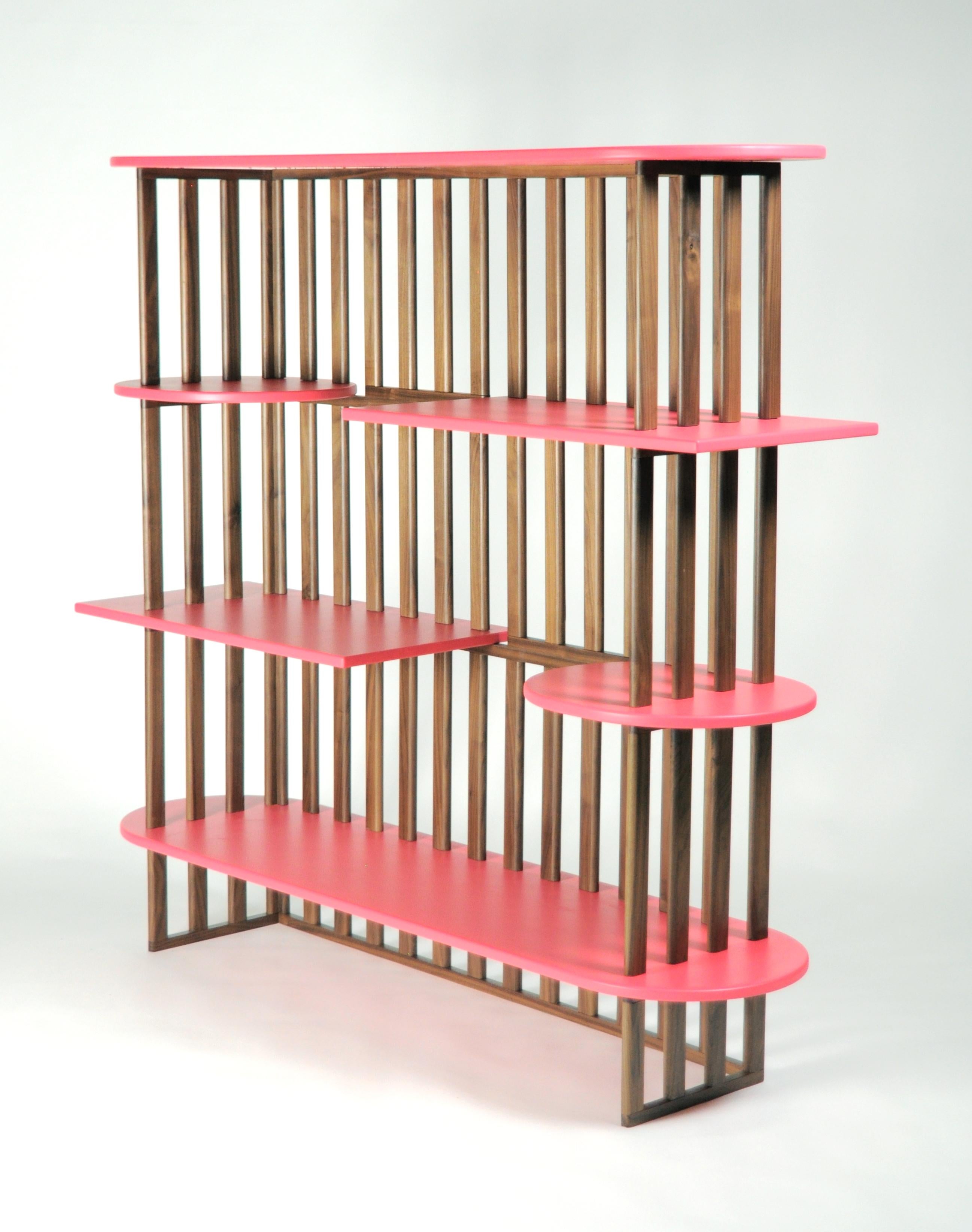 Contemporary Bookcase, shelves with wooden legs and MDF shelves For Sale
