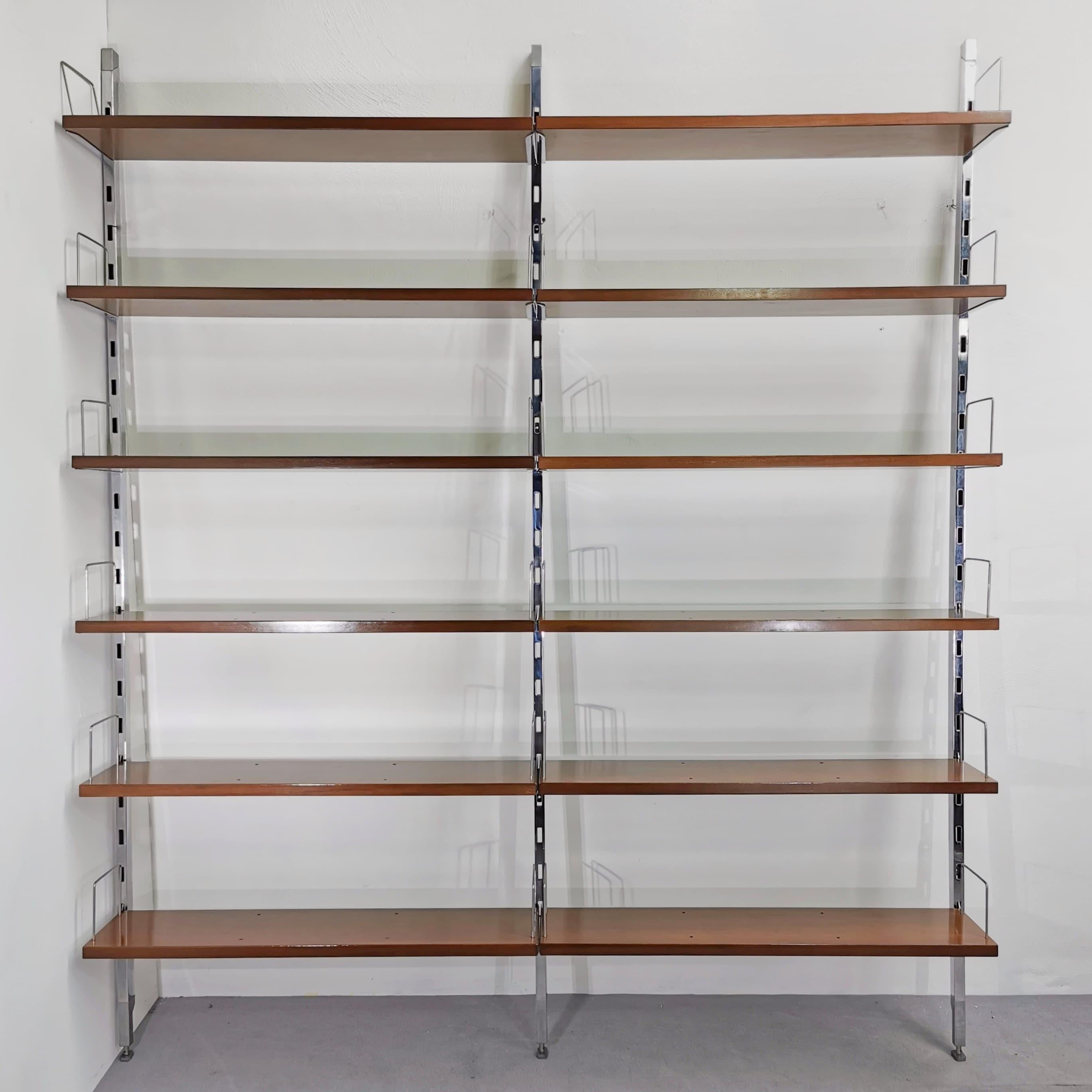 Bibliothèque à étagères murales en teck et acier par Ico Parisi pour MIM 1970 en vente 5