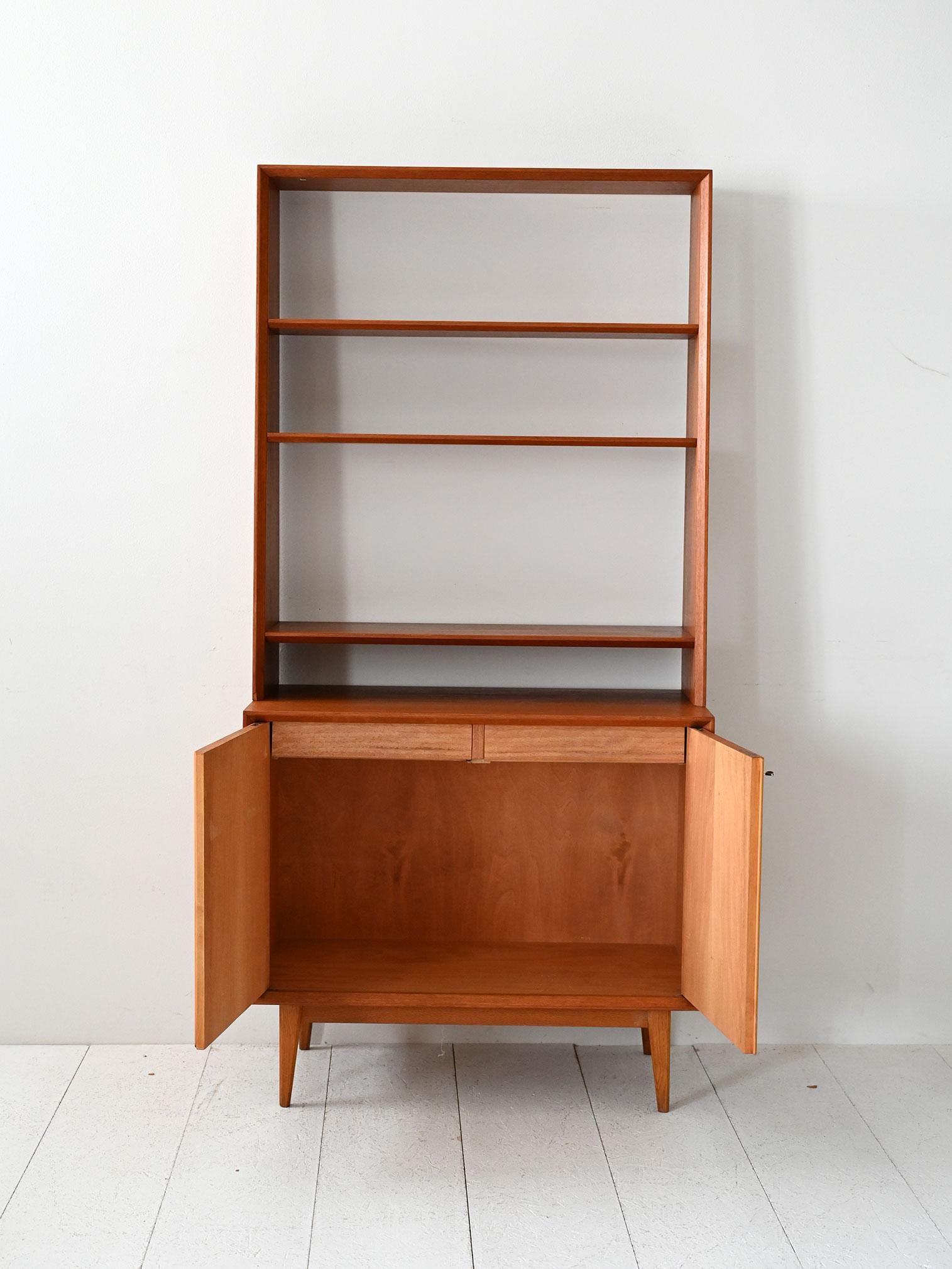 Scandinavian Modern Scandinavian 1960s teak bookcase with storage compartment For Sale