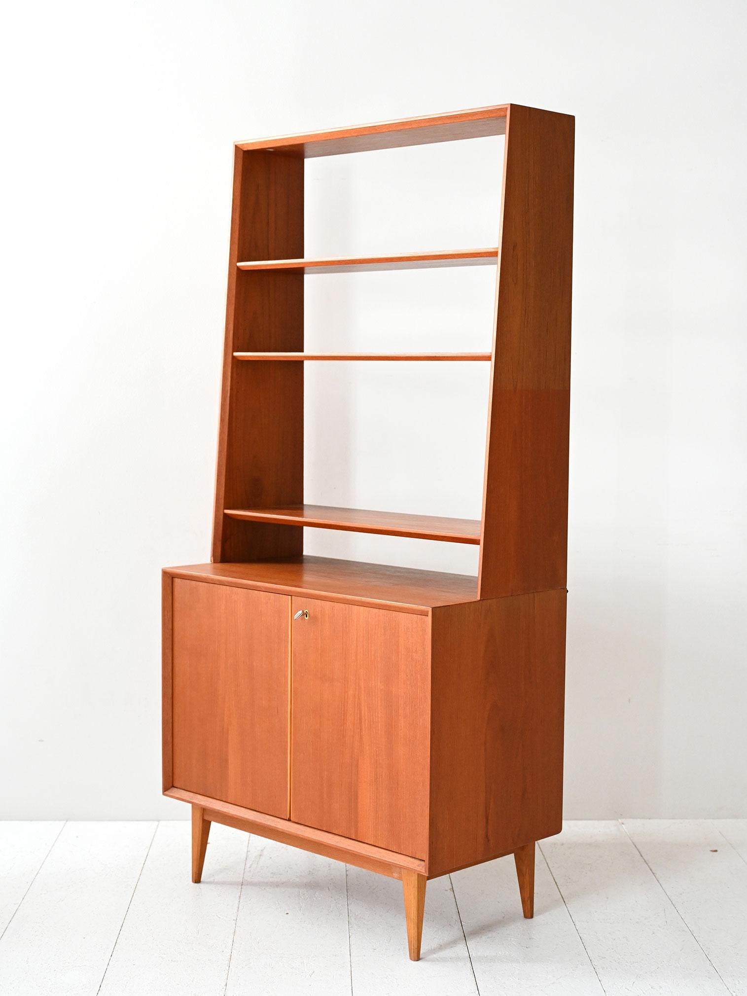 Mid-20th Century Scandinavian 1960s teak bookcase with storage compartment For Sale