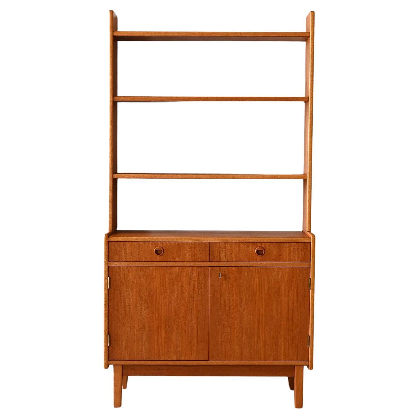 Scandinavian bookcase with drawers Danish style For Sale
