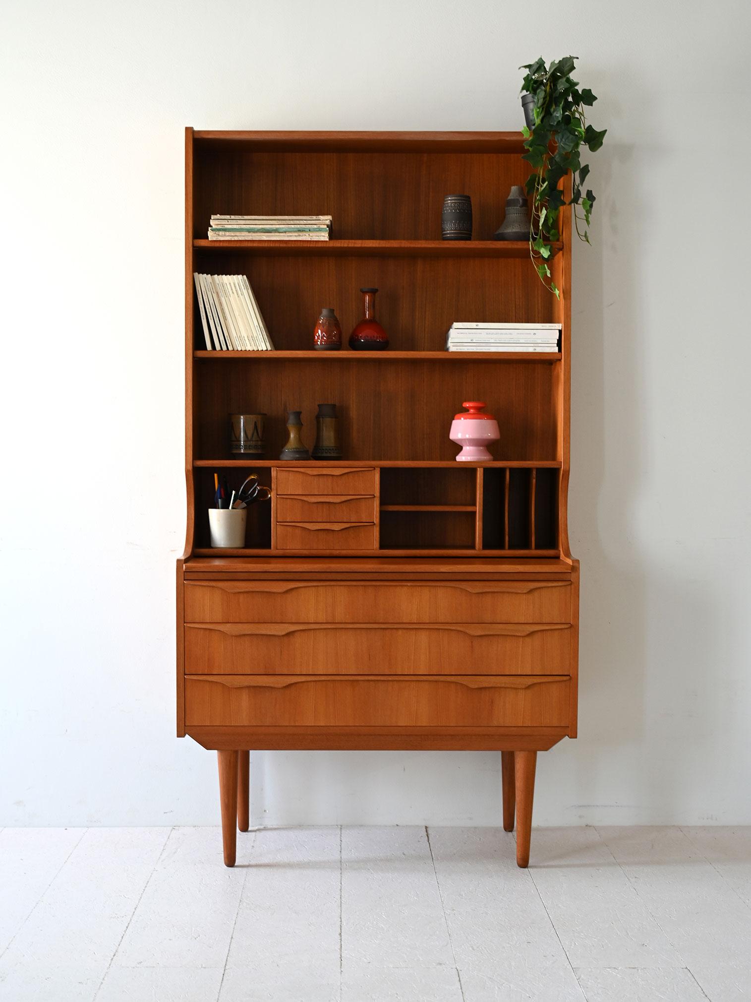 Scandinavian Modern Scandinavian bookcase with foldaway desk For Sale