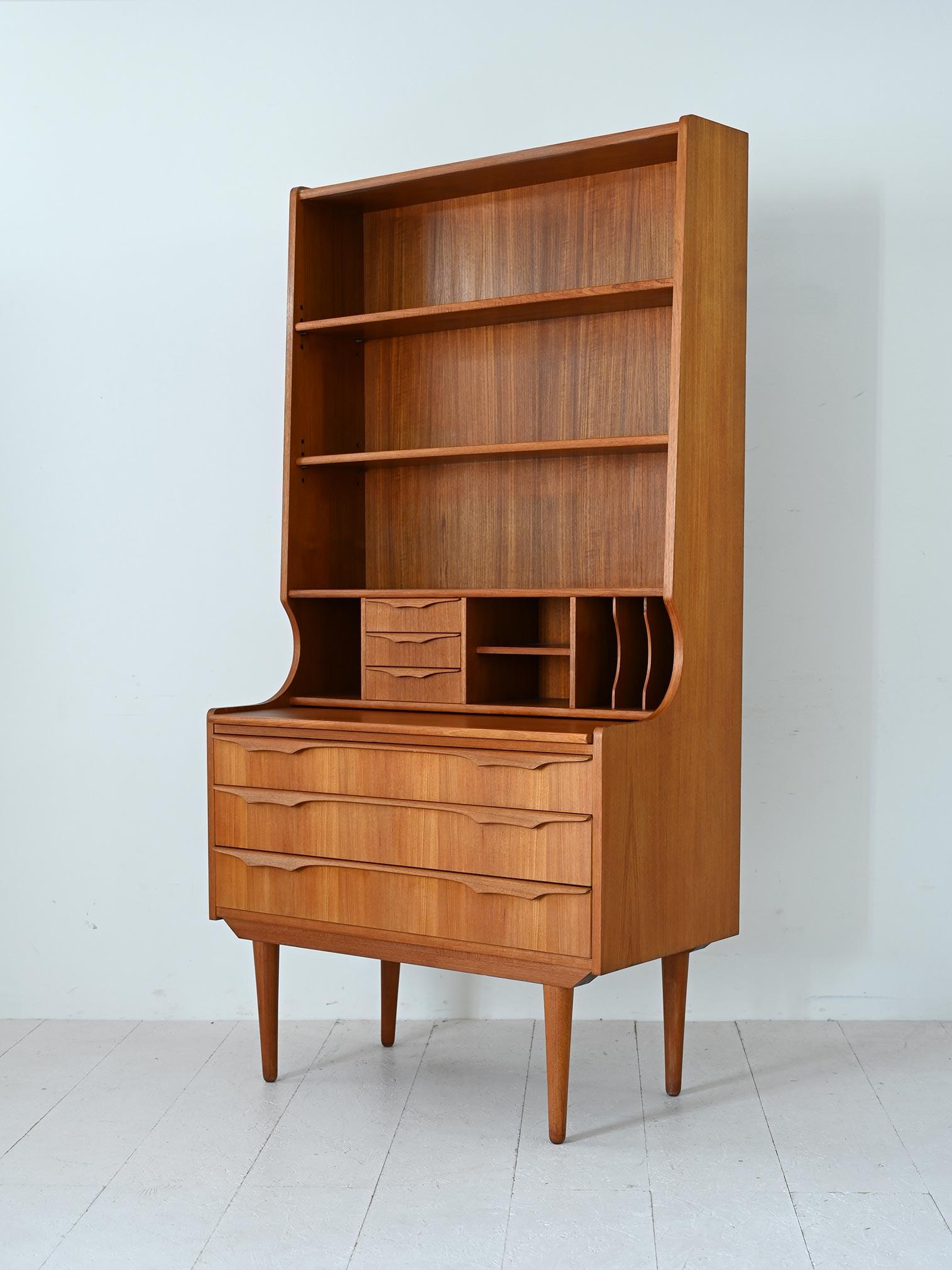 Mid-20th Century Scandinavian bookcase with foldaway desk For Sale