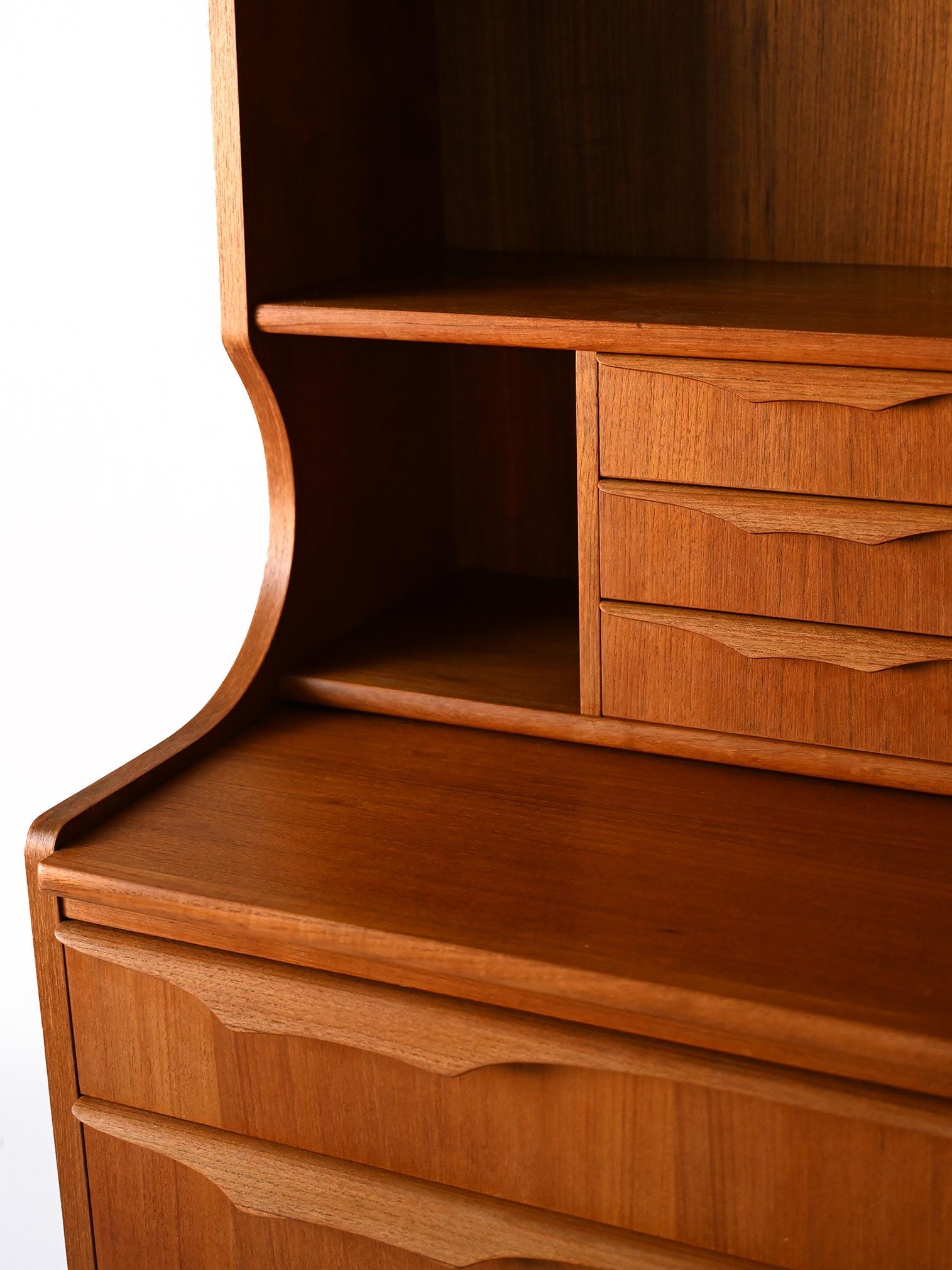 Scandinavian bookcase with foldaway desk For Sale 1