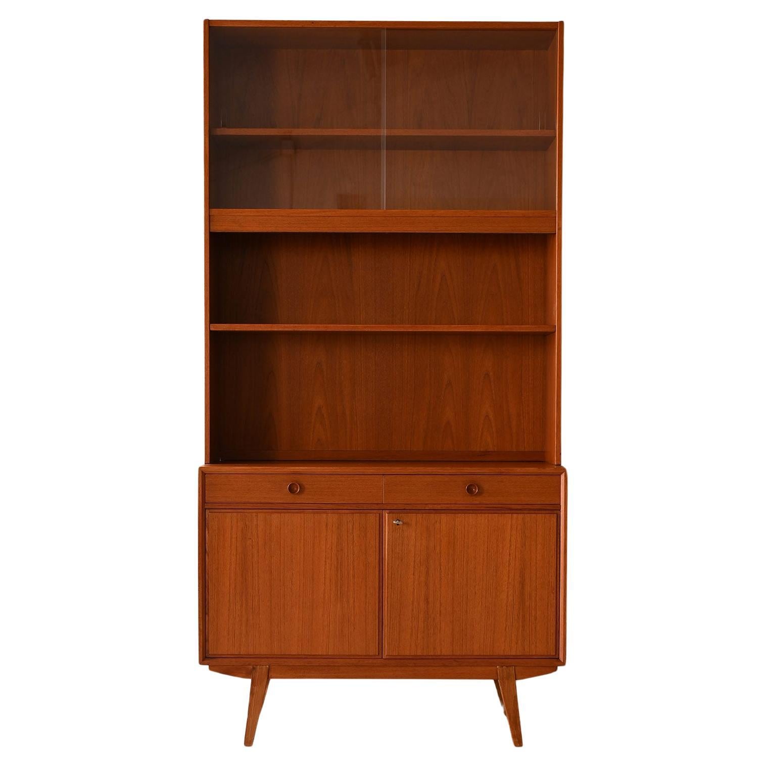 Scandinavian bookcase with display case