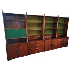 scandinavian handmade bookcase original 60s teak wood drawers and doors