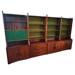 libreria scandinave fatta a mano originale années 60 legno teck cassetti e ante