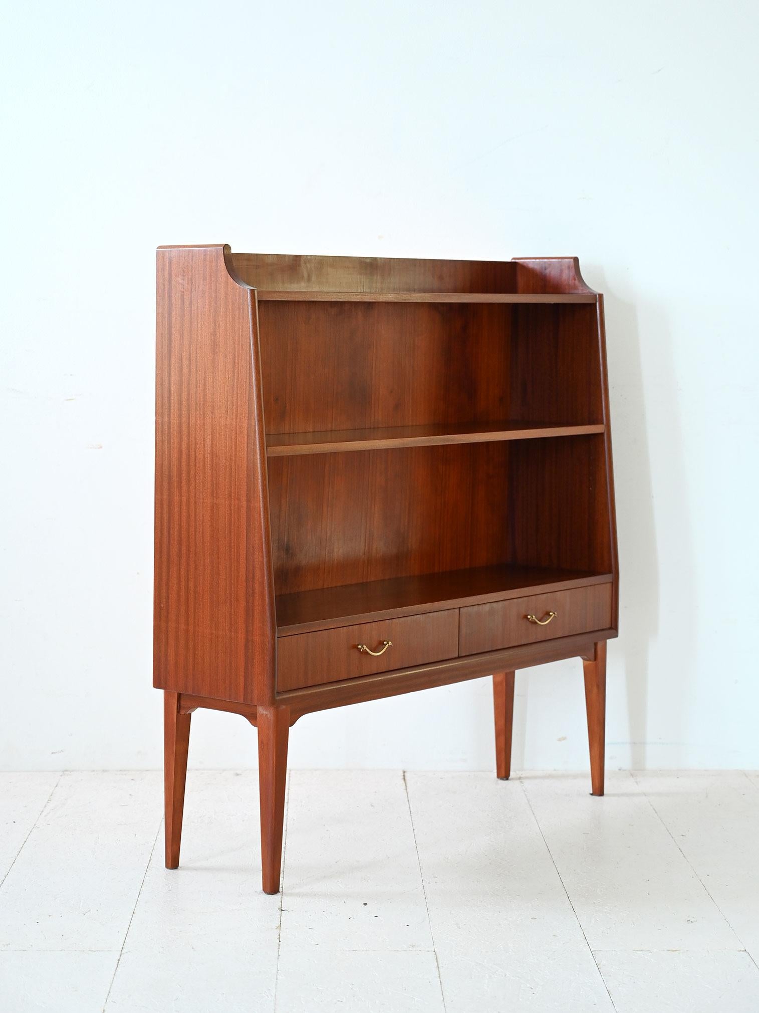 Scandinavian Modern Scandinavian mahogany bookcase with drawers For Sale