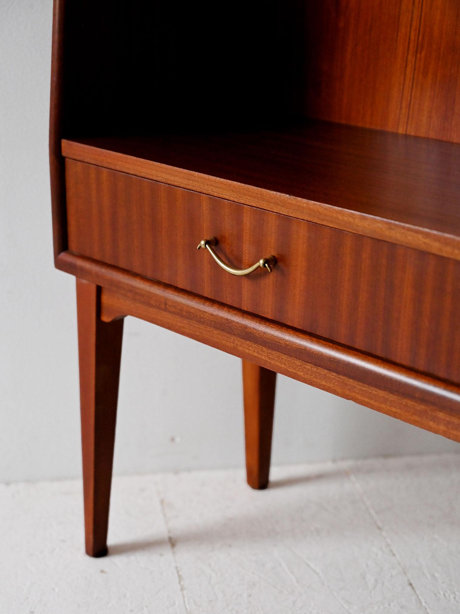 Mid-20th Century Scandinavian mahogany bookcase with drawers For Sale
