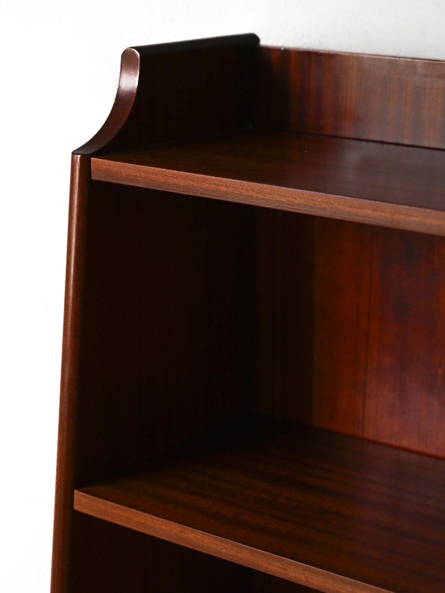 Scandinavian mahogany bookcase with drawers For Sale 1
