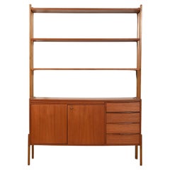 Bibliothèque scandinave en teck avec bureau escamotable