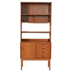 Libreria scandinava in teak con vetrina