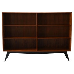 Libreria scandinava vintage in teak con piedini neri