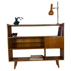 Libreria Sottile in Teak con Antine in Vetro – Design Danese Mid-Century