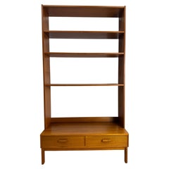 Librería sueca de teca con dos cajones, estilo escandinavo moderno de los años 60