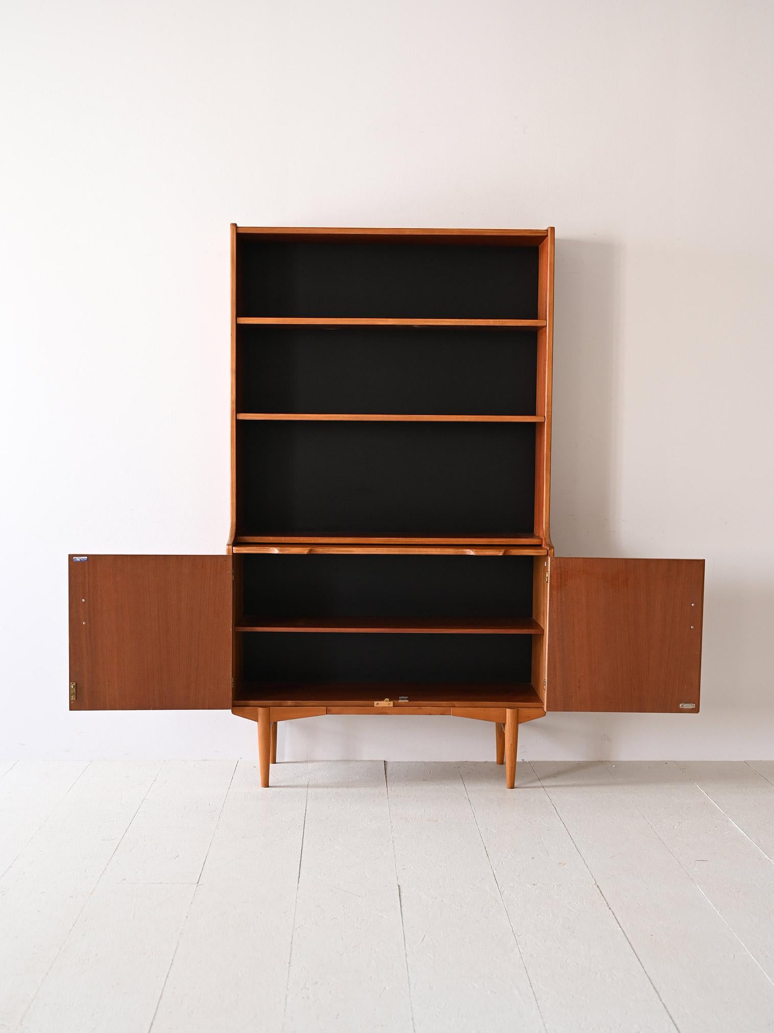 Scandinavian Vintage bookcase with pull-out shelf For Sale