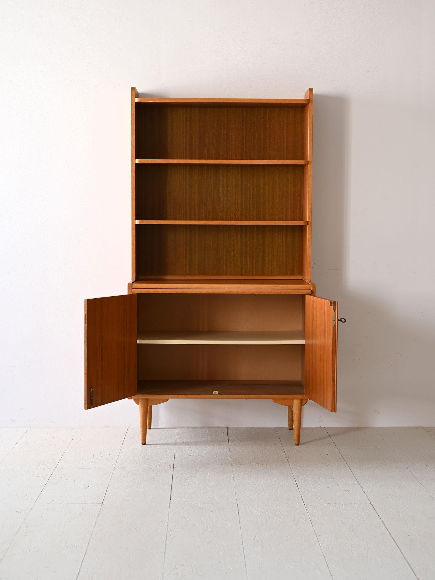 Scandinavian Vintage bookcase with pull-out shelf For Sale