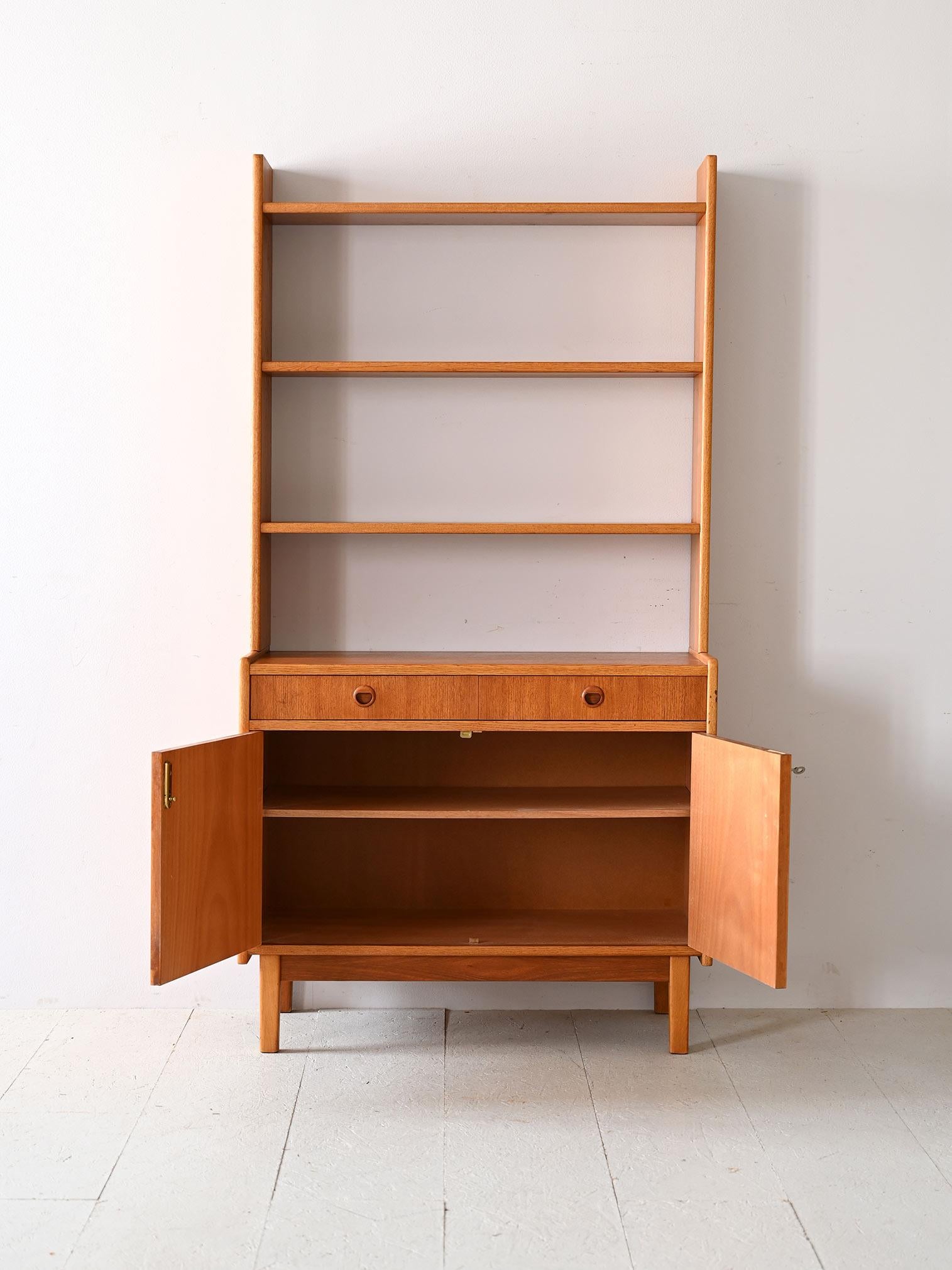 Scandinavian Modern Vintage bookcase with storage compartment For Sale