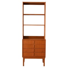 Vintage teak bookcase with drawers