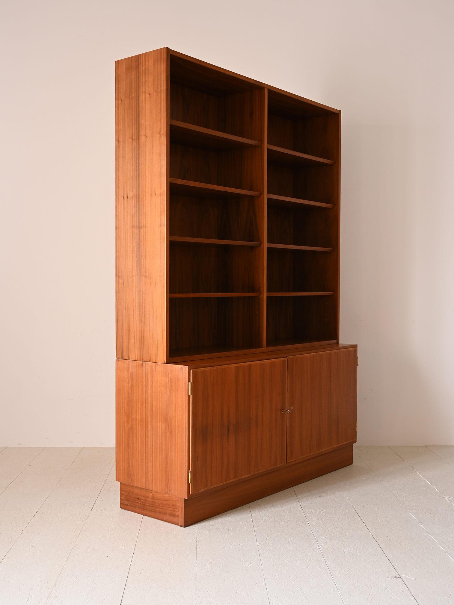 Scandinavian Vintage teak bookcase with sideboard For Sale