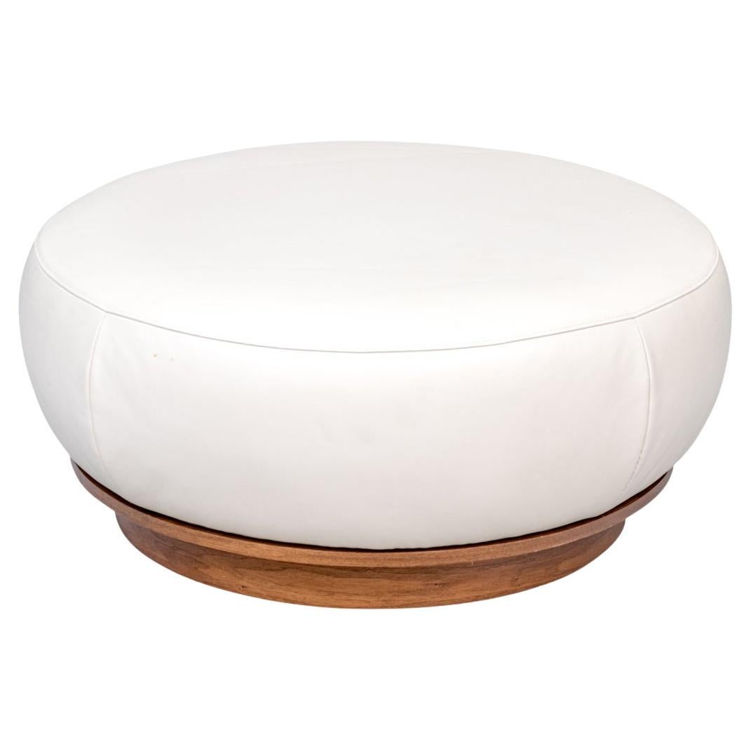 LIC Furniture Custom Made Large Round Faux Leather Ottoman