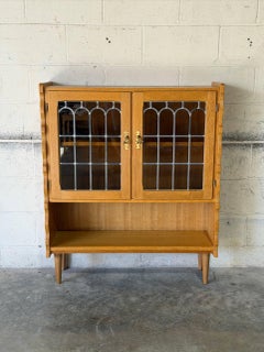 Licentia Møbler Oak Glass Bookcase with Scalloped Edges Danish Vintage 1970s